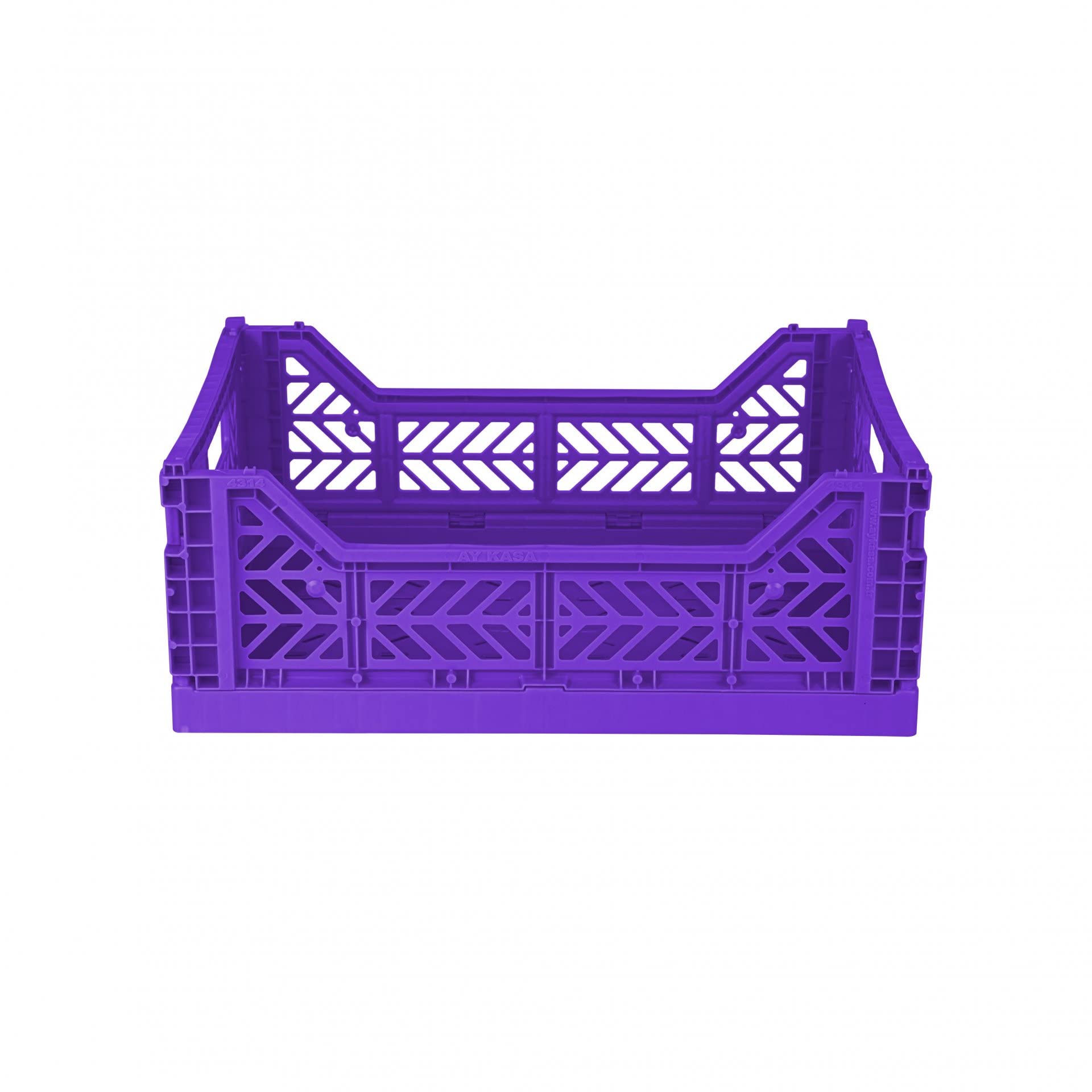 AYKASA Folding Crate, Sturdy Folding Box, Plastic, Stackable, Violet, Midi (40 x 30 x 14 cm)