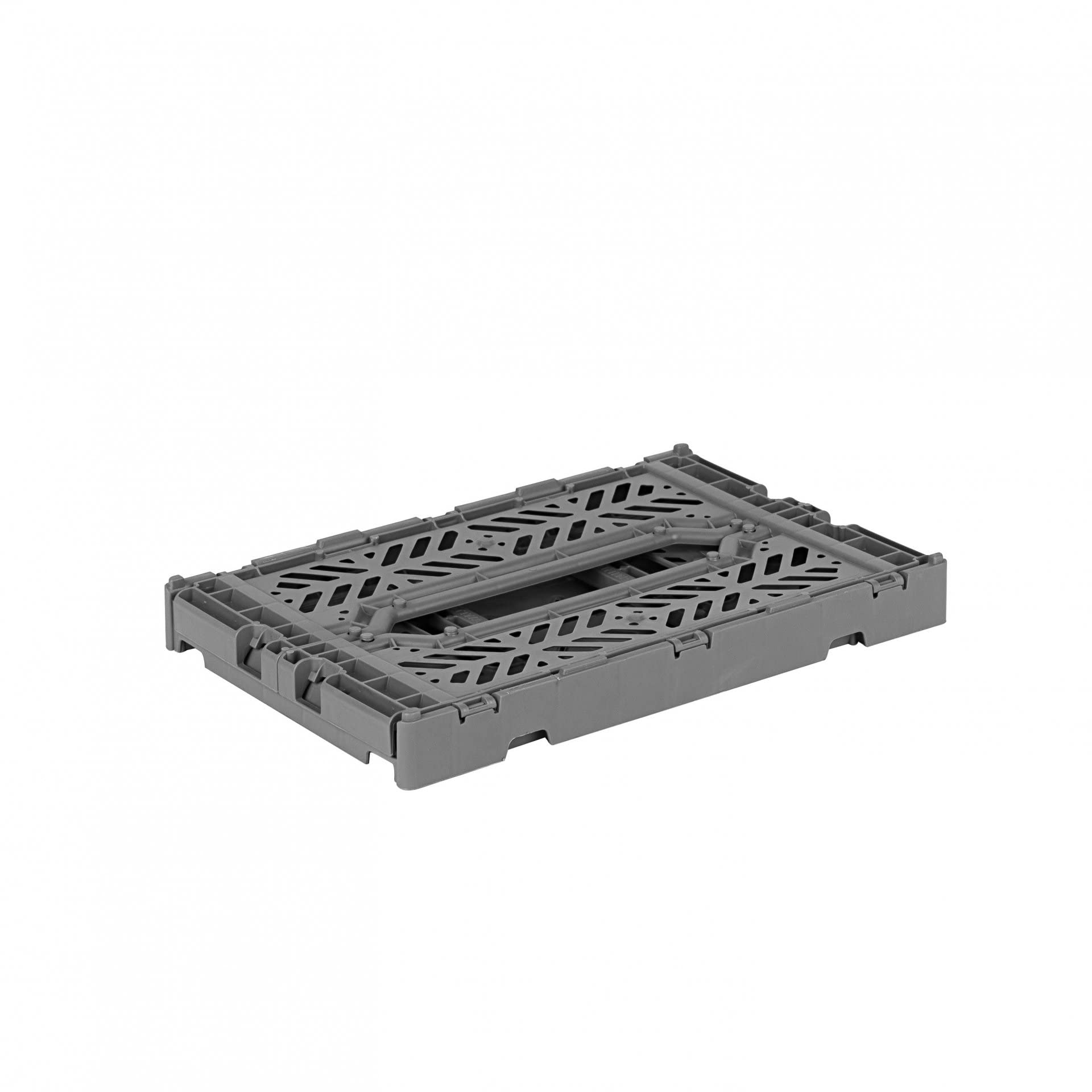 Ay-Kasa Folding Box, Sturdy Plastic Folding Box, Stackable, Stone Grey, Mini (27 x 17 x 11 cm)