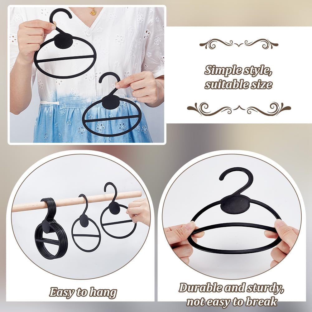 AHANDMAKER 50Pcs Black Oval Plastic Scarf Display Storage Hangers