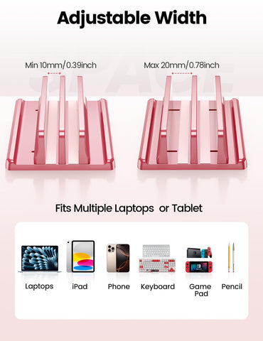 VAYDEER Vertical Laptop Stand, Adjustable, Rose Pink