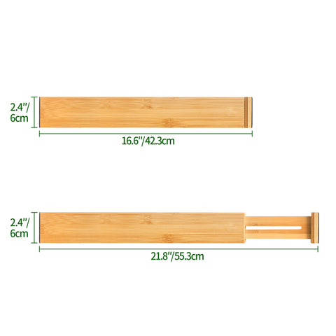 VaeFae Bamboo Drawer Dividers 6-Pack, Adjustable Kitchen Drawer Organisers