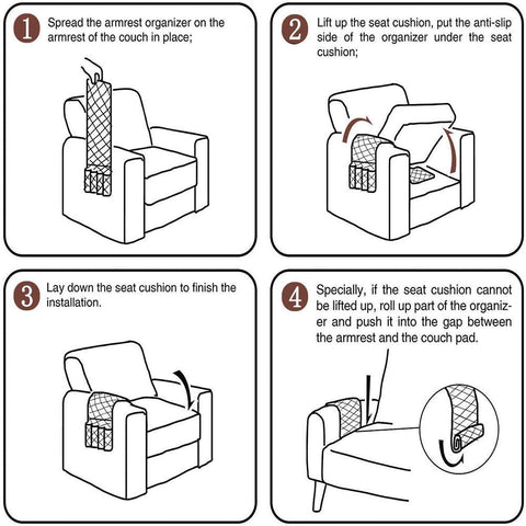 Copiel Sofa Armrest Organizer, Waterproof Sofa Couch Chair Armrest Durable Soft Caddy Organizer Holder for Phone, Book, Magazines, TV Remote Control