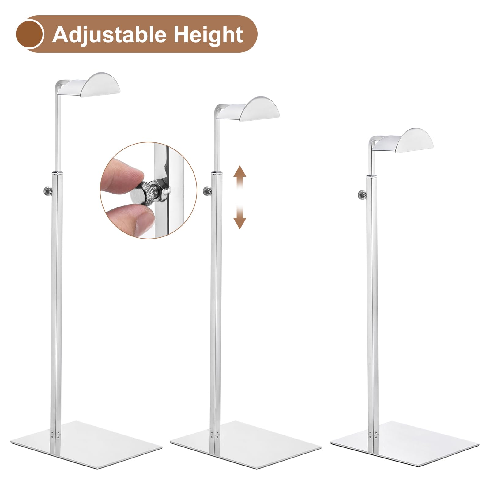 sourcing map Purse Display Stand Set 2 Pack Metal Adjustable Handbag Rack Single Hook Holder for Boutique Store - Silver