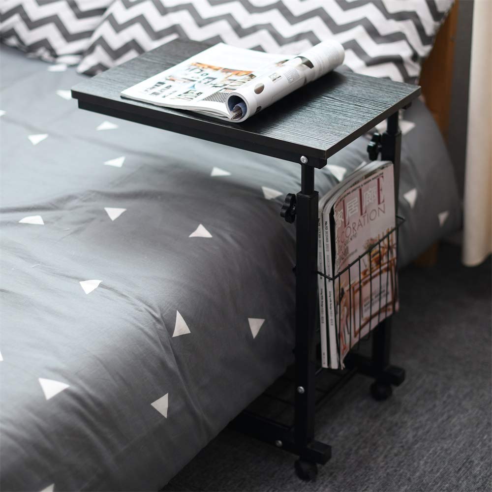 sogesfurniture End Table Sofa Side/Snack/Coffee/Storage/Laptop Trolly Table for Living Room, Bedroom, Balcony, Office, Black BHEU-C6-BK