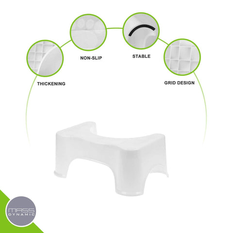 MASS DYNAMIC Squatting Toilet Stool Non-Slip Bathroom Squat Aid Stool Proper Toilet Posture Footstool 8" Standard