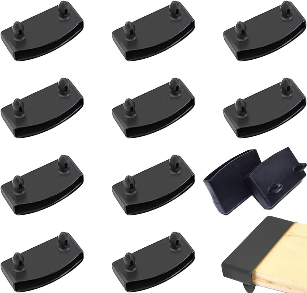HANZMQIYJJ Bed Slat Holders, Bed Slat Caps, Side Slat Holders Replacement for Single Double, King, Queen Size Beds- Plastic Replacement (Black 55mm)