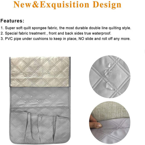 Copiel Sofa Armrest Organizer, Waterproof Sofa Couch Chair Armrest Durable Soft Caddy Organizer Holder for Phone, Book, Magazines, TV Remote Control