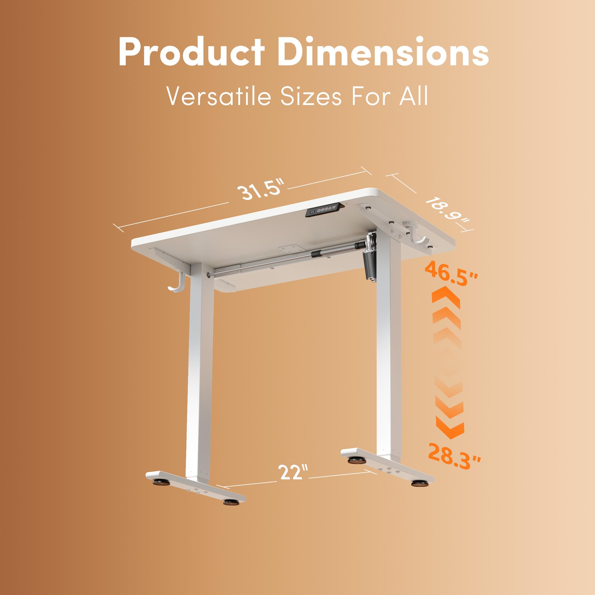 FEZIBO Electric Standing Desk 80 x 48 cm, Height Adjustable Computer Desk with Memory Presets, Sit Stand Home Office Desk, White Frame with White Top