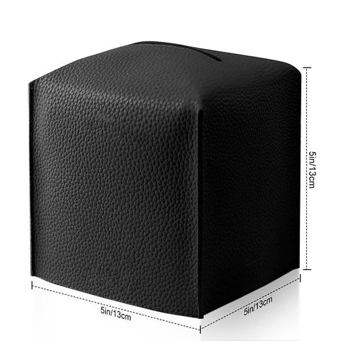 VOANZO 2Pcs Tissue Box Cover Square Modern Delicate Decorative PU Leather Cube Tissues Covers for Home Hotel Car Office Restaurant Black