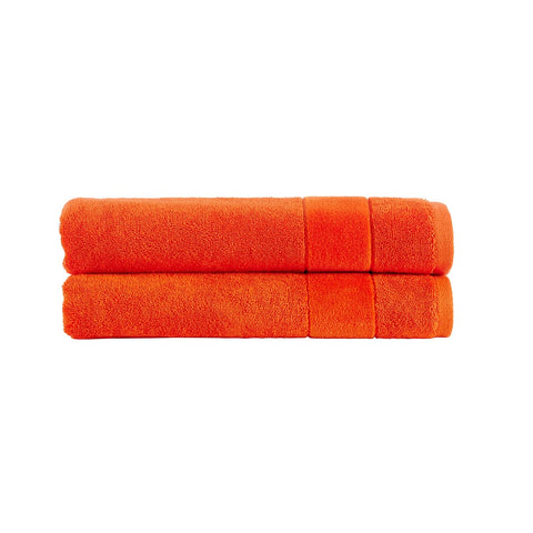 Christy Prism Bath Towel Set | 2 pieces | Vibrant Colours | 100% Turkish Cotton | Super Soft and Fluffy | Quick Dry | Orangeade Orange
