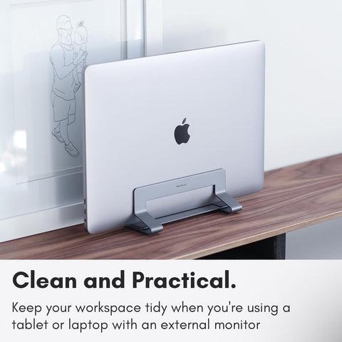 Macally Vertical Laptop Stand for Desk - Adjustable Desk Laptop Holder for Universal Compatibility - Saves Space & Improves Airflow