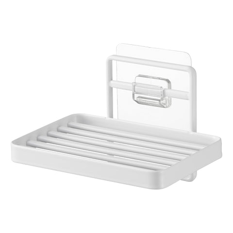 Yamazaki 4540 TOWER Film Hook Soap Tray, white, Polycarbonate/PET/Polyurethane, Minimalist, 12 x 8.5 x 7.8 cm