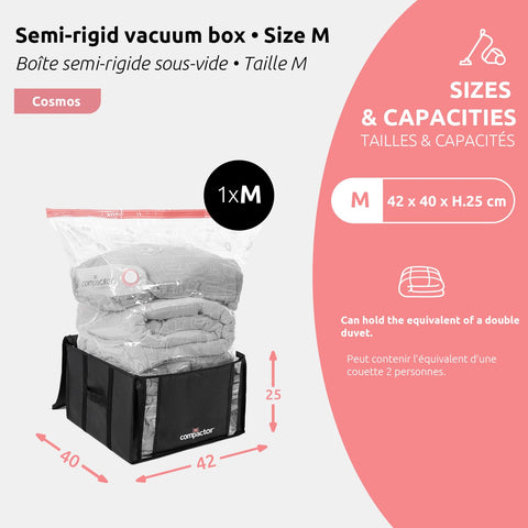 Compactor Cosmos 3D Semi-Rigid Vacuum Storage Box, M Size, Black, RAN8945
