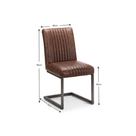 Julian Bowen Brooklyn Dining Chairs, Set of 2, Brown - H88.5 x W47 x D65cm