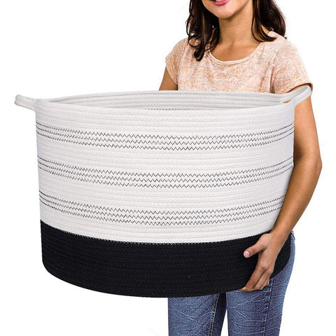 R RUNKA Toy Box for Stuffed Animal Storage – 22"x14" Large Cotton Rope Basket,Organiser for Toys， Boho Style Chest