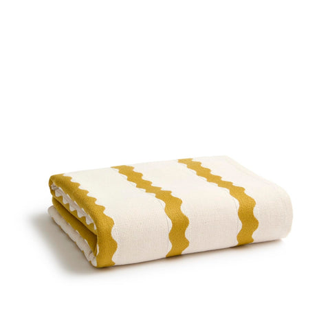 Christy Take Away Beach Towel | 160 cm x 90 cm | Large 340 GSM| Sand Free | 88% Cotton and 12% Polyester | Ochre Yellow