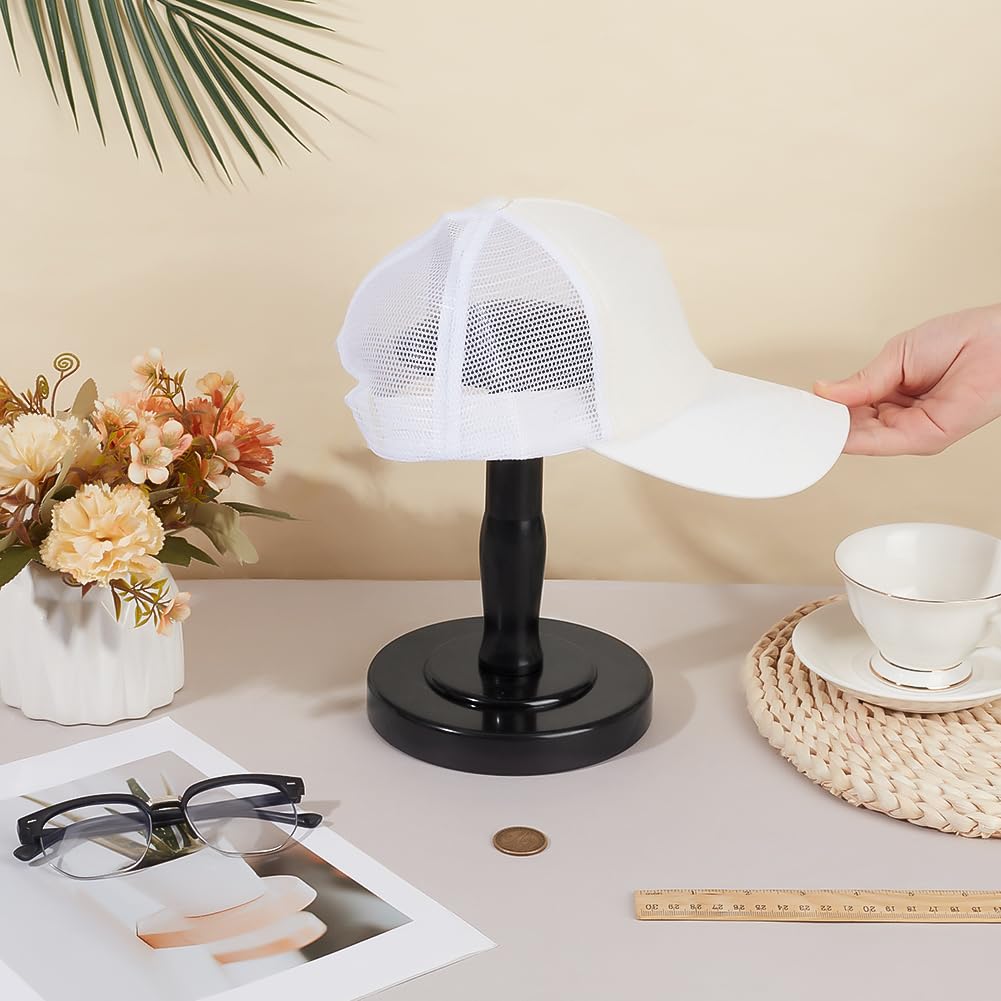 UNICRAFTALE Black Hat Display Stand Set Dome Shaped Cowboy Cap Holder Round Plastic Hat Stands for Display Desktop Caps Rack Wigs Holder Helmets