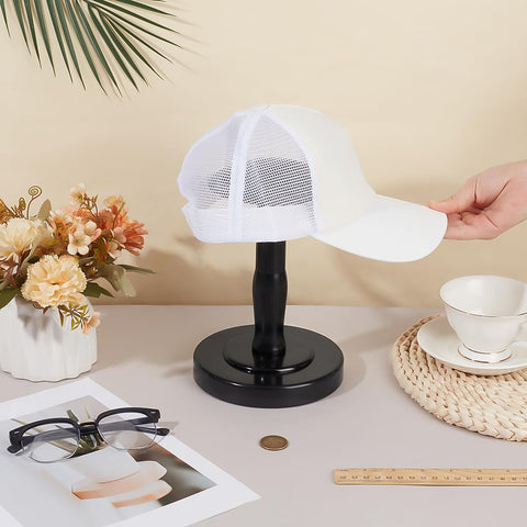 UNICRAFTALE Black Hat Display Stand Set Dome Shaped Cowboy Cap Holder Round Plastic Hat Stands for Display Desktop Caps Rack Wigs Holder Helmets