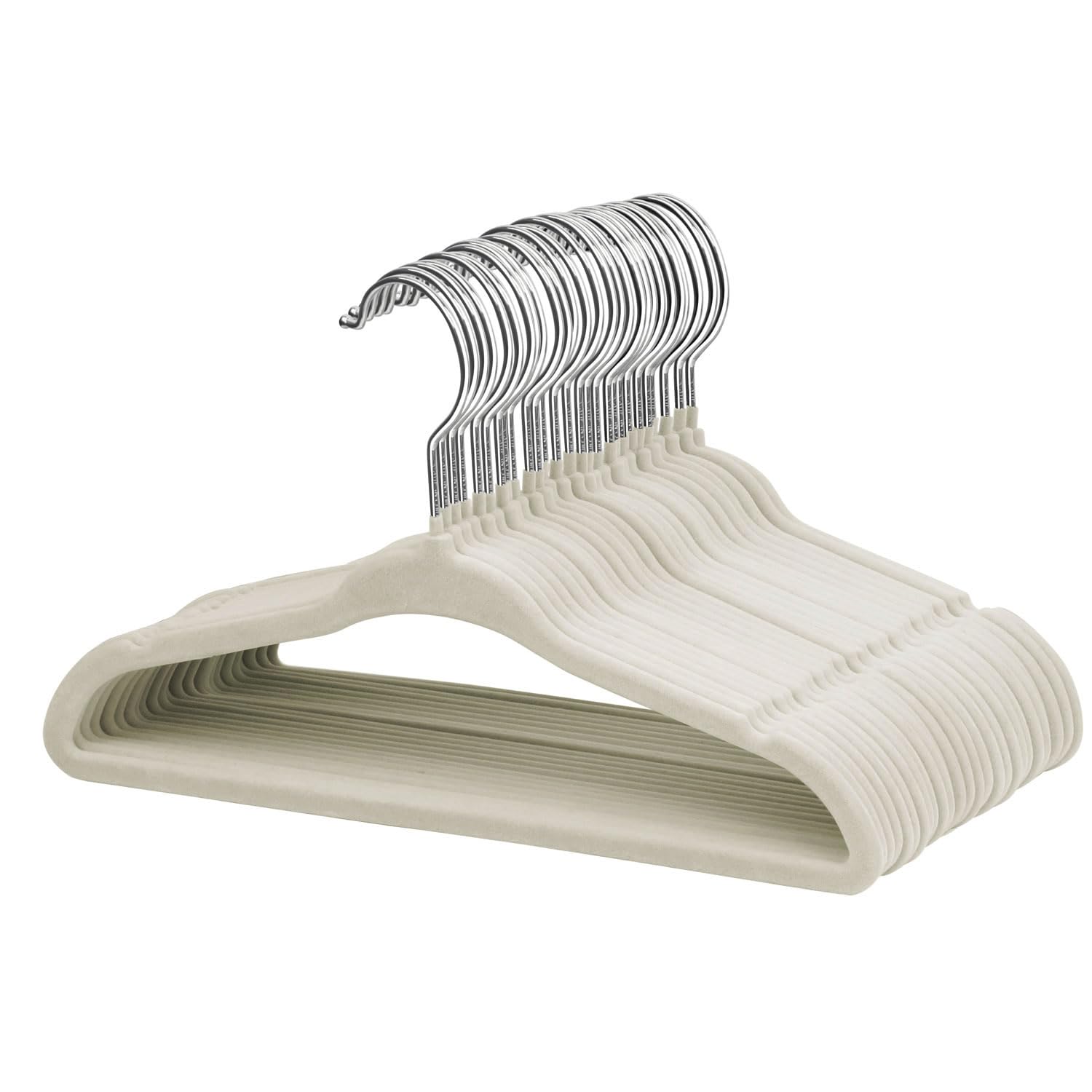 ManGotree 11" Baby Velvet Hangers Non-Slip Kids Hangers 30 Pack Beige
