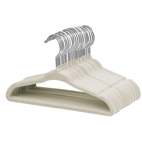 ManGotree 11" Baby Velvet Hangers Non-Slip Kids Hangers 30 Pack Beige