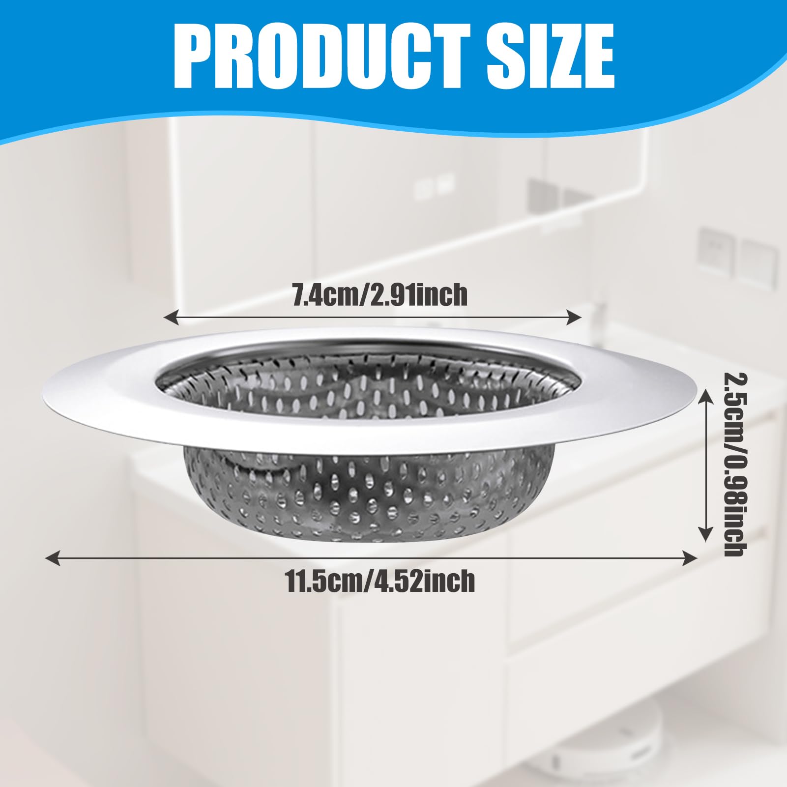 2 Pcs Kitchen Sink Strainer Hair Catcher for Shower Drain Stainless Steel Standard Sink Drain Protector Hair Catcher for Kitchen Bathroom Shower