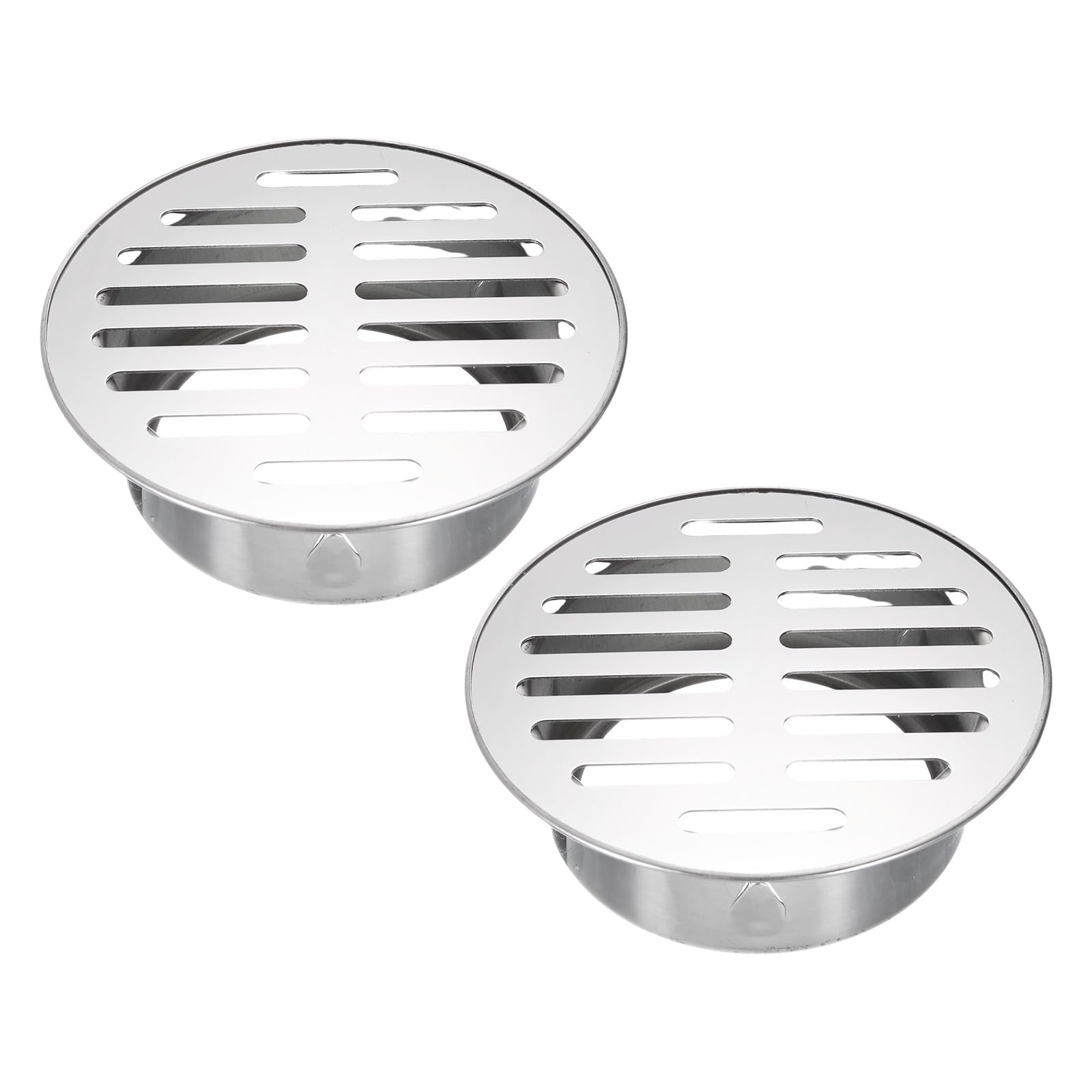 PATIKIL Floor Drain Cover 5" x 3.9" (110 Flat Mouth), 2 Pcs 304 Stainless Steel Round Anti Blocking Snap-in Drain Strainers for Outdoor Bathroom