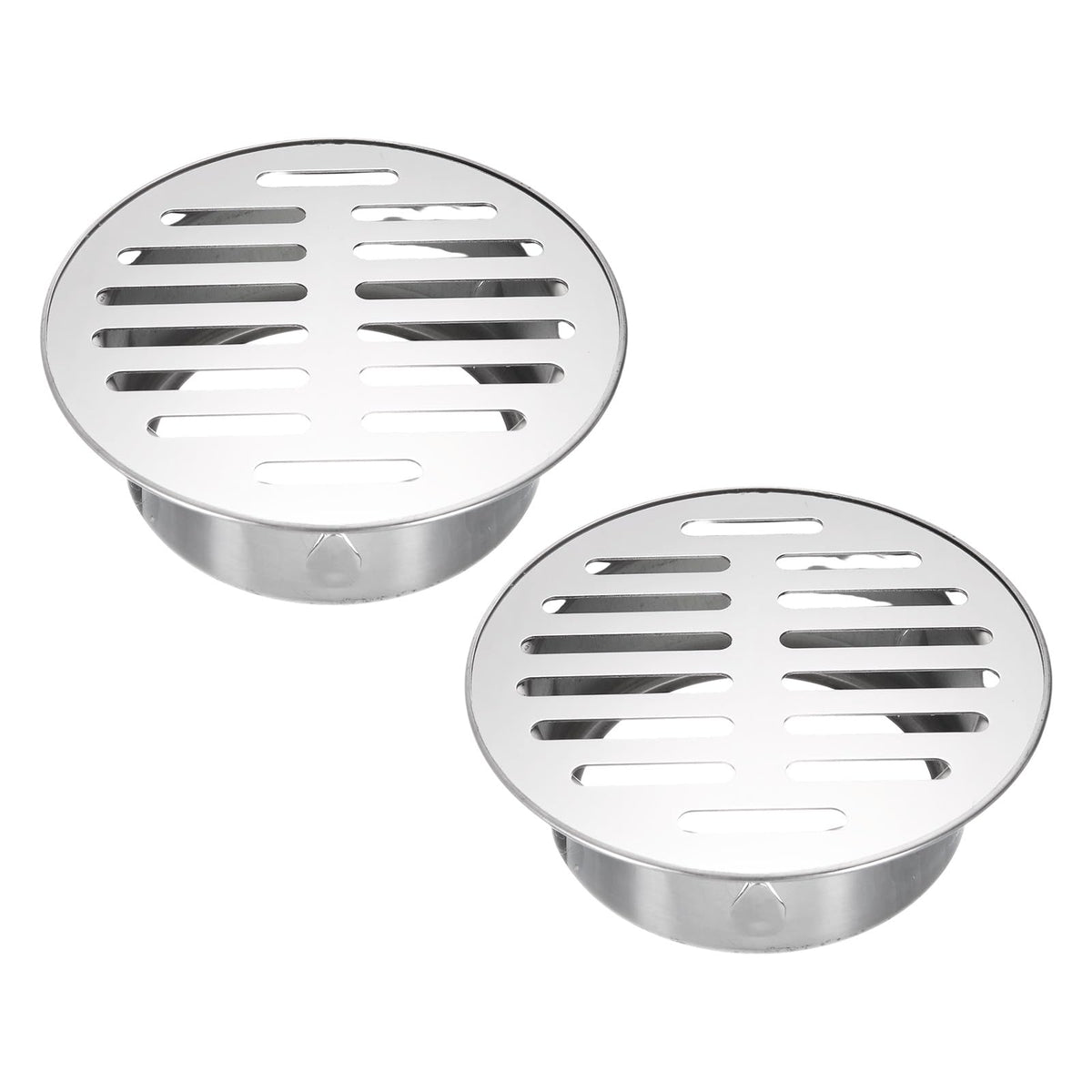 PATIKIL Floor Drain Cover 5" x 3.9" (110 Flat Mouth), 2 Pcs 304 Stainless Steel Round Anti Blocking Snap-in Drain Strainers for Outdoor Bathroom