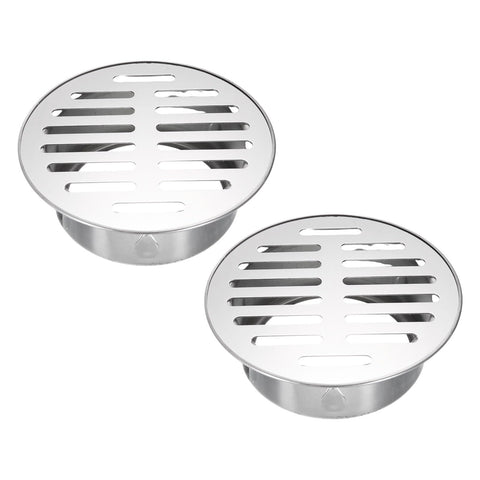 PATIKIL Floor Drain Cover 5" x 3.9" (110 Flat Mouth), 2 Pcs 304 Stainless Steel Round Anti Blocking Snap-in Drain Strainers for Outdoor Bathroom