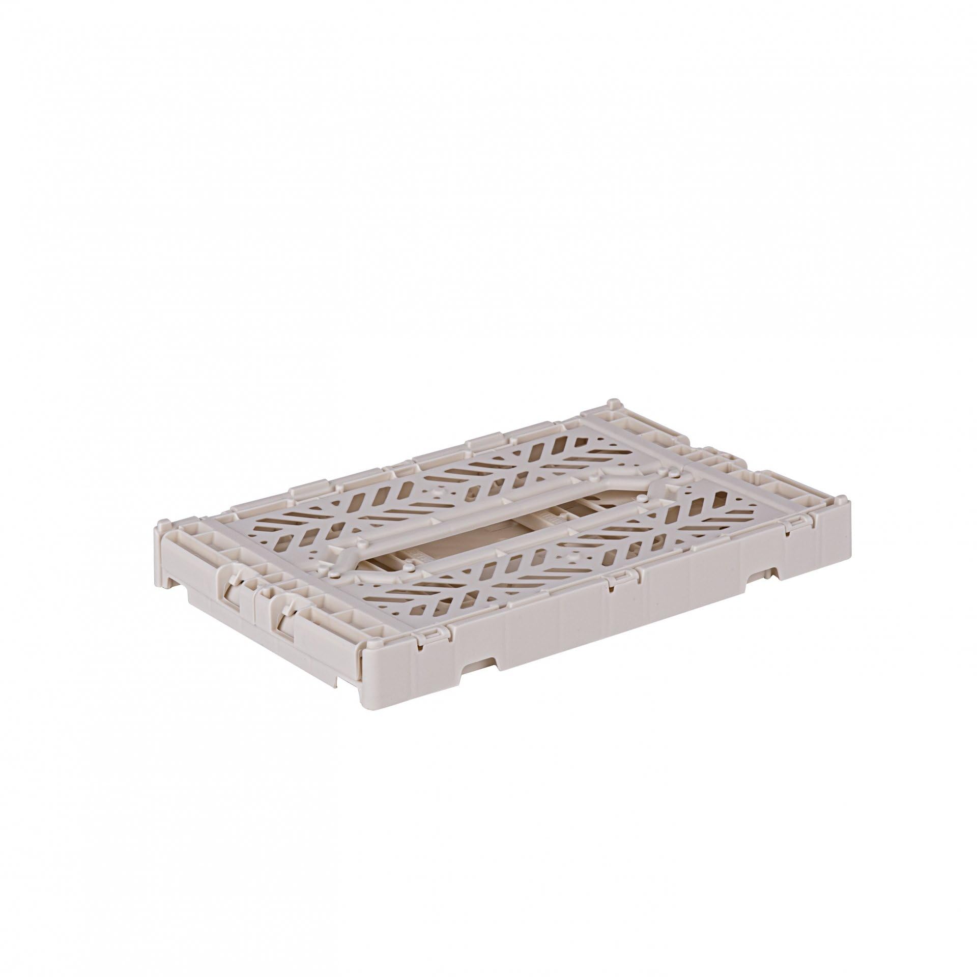 AYKASA Folding Crate, Sturdy Folding Box, Plastic, Stackable, Coconut Milk, Mini (27 x 17 x 11 cm)