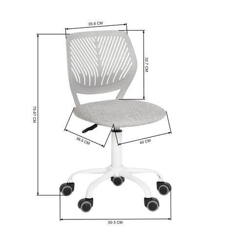 Homy Casa Desk Chair Linen Fabric Seat Ergonomic Swivel Task Chair without Armrest Adjustable Height Office Chair Home Office for Kids Teens