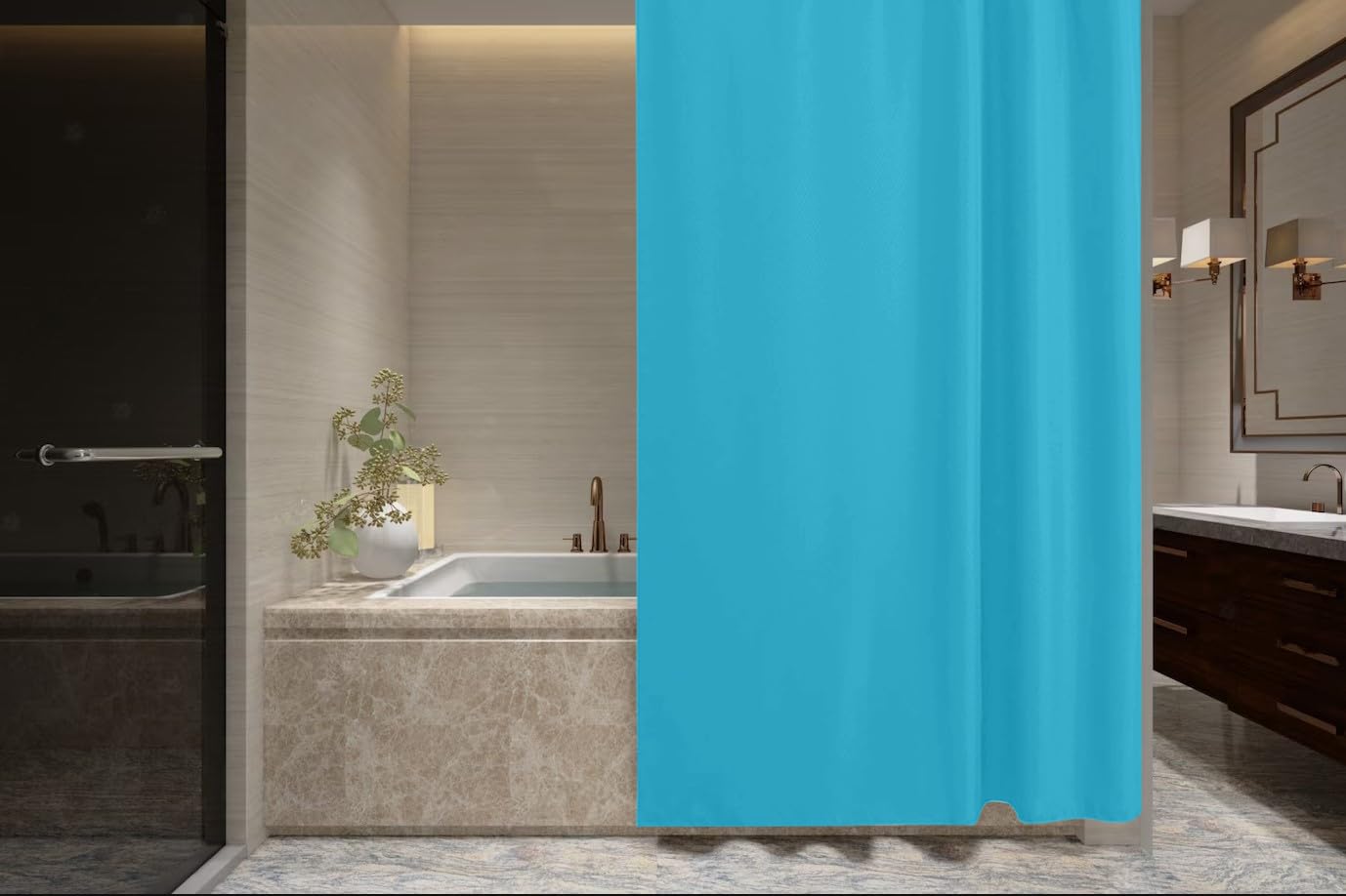 ProBytes Polyester Shower Curtain - Water Repellent Fabric,180 x 180 CM, 71 x 71 Inch, 12 Rail Hooks, Mildew Resistant, Machine Washable