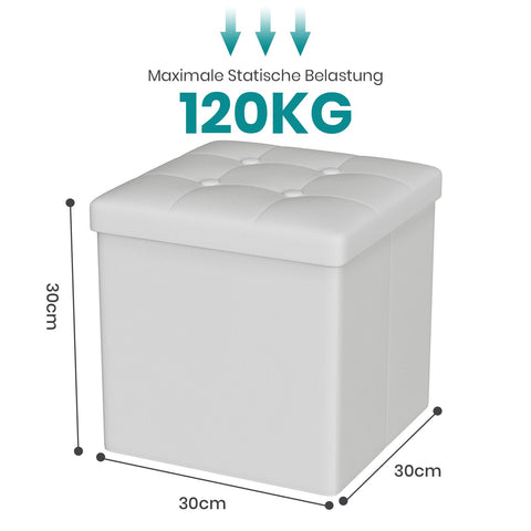 Oak & Tea Storage Ottoman With Legs, Linen Footstool, Dark Grey