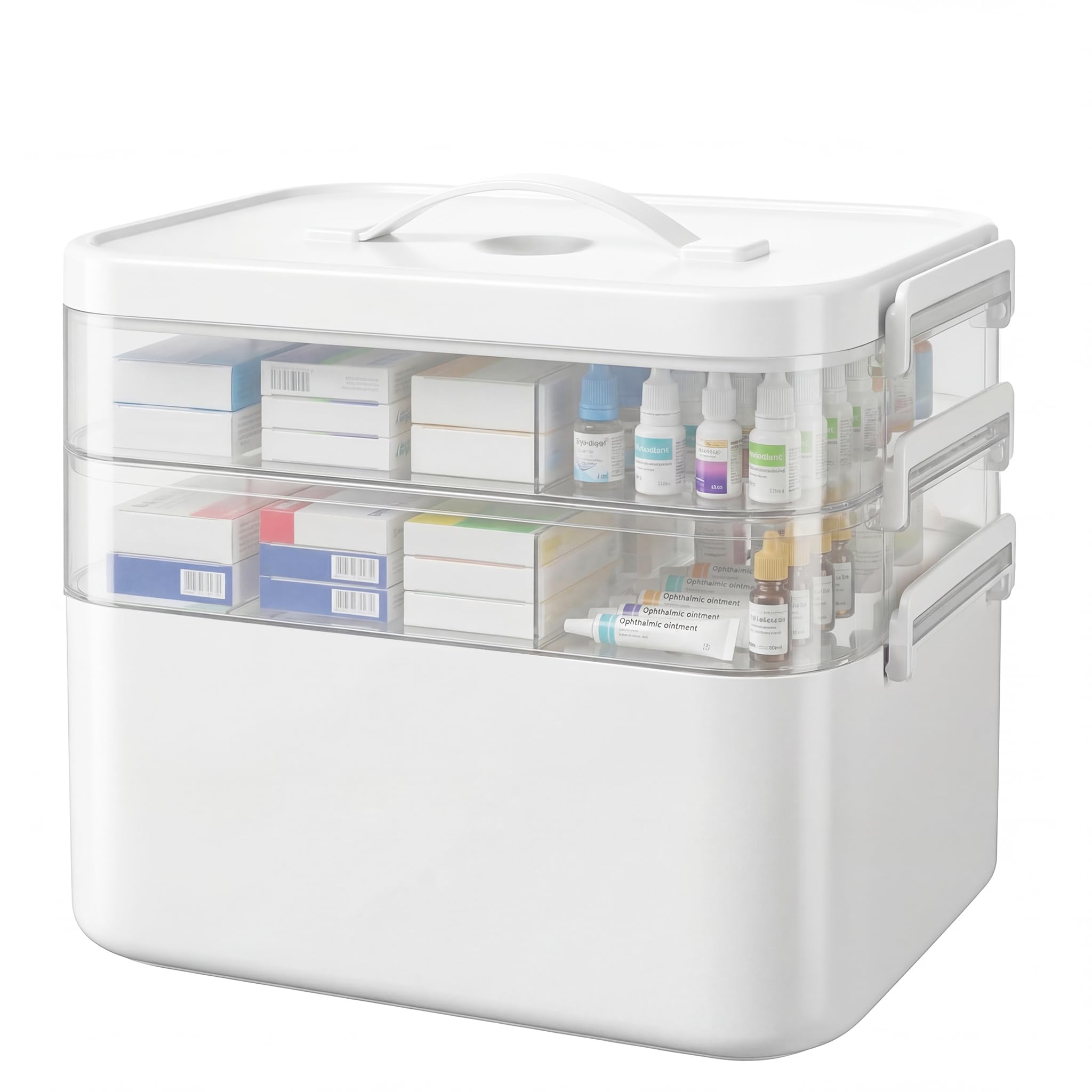 Kryndle Medicine Storage Box, 3 Layer Medicine Box with Compartments