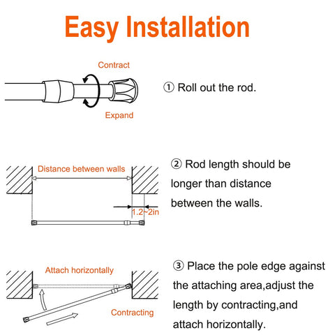 2 Pack Small Tension Rods 26 in to 39 Curtain Rods Window Rods in Extendable Width Spring Cupboard Bars for Kitchen Utensils, Closet, and Cabinet