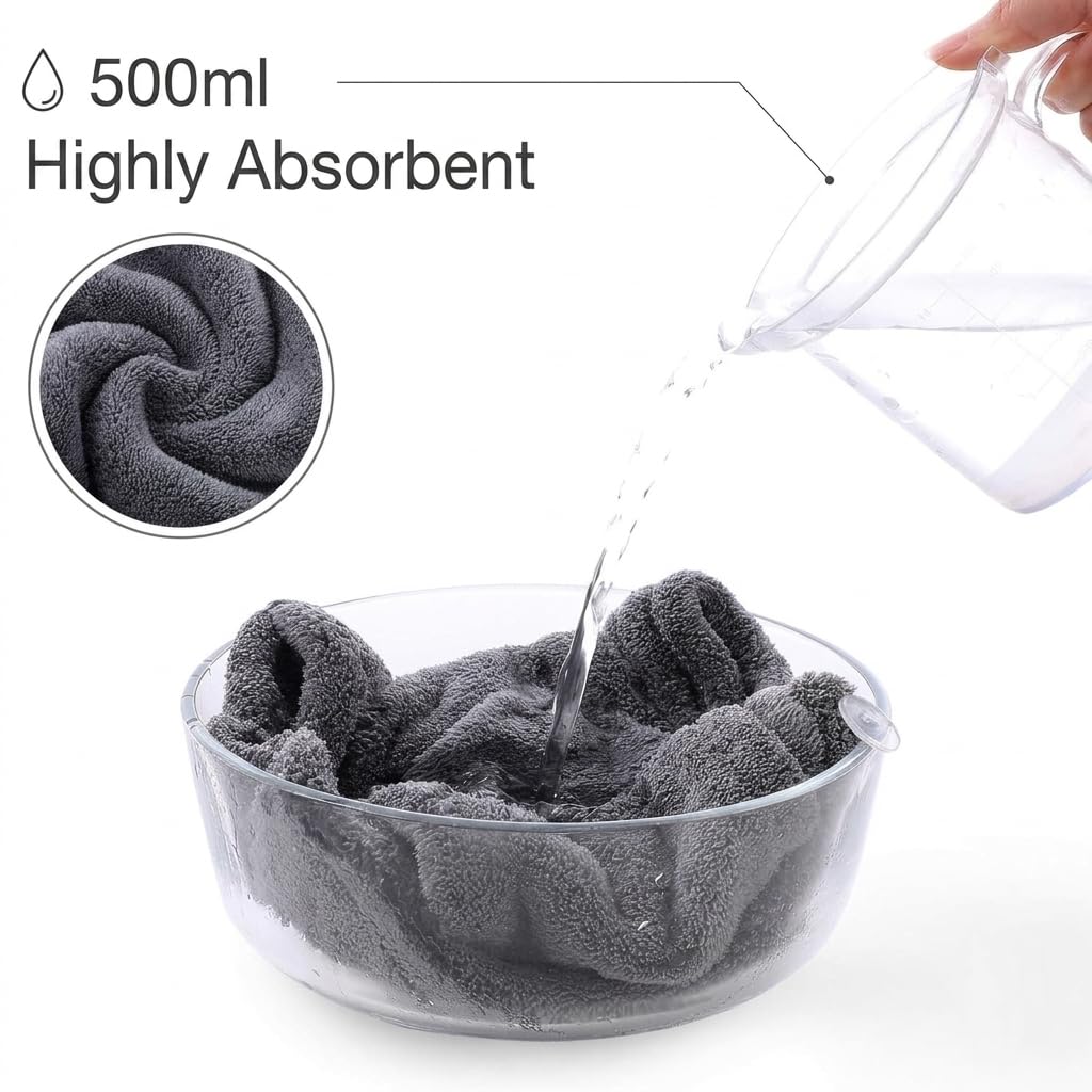 Derkiua 3 Pack Super Absorbent Microfiber Hair Towel Wrap, Quick Dry Twist Turban with Button Closure, Fast Drying Hair Cap for Shower