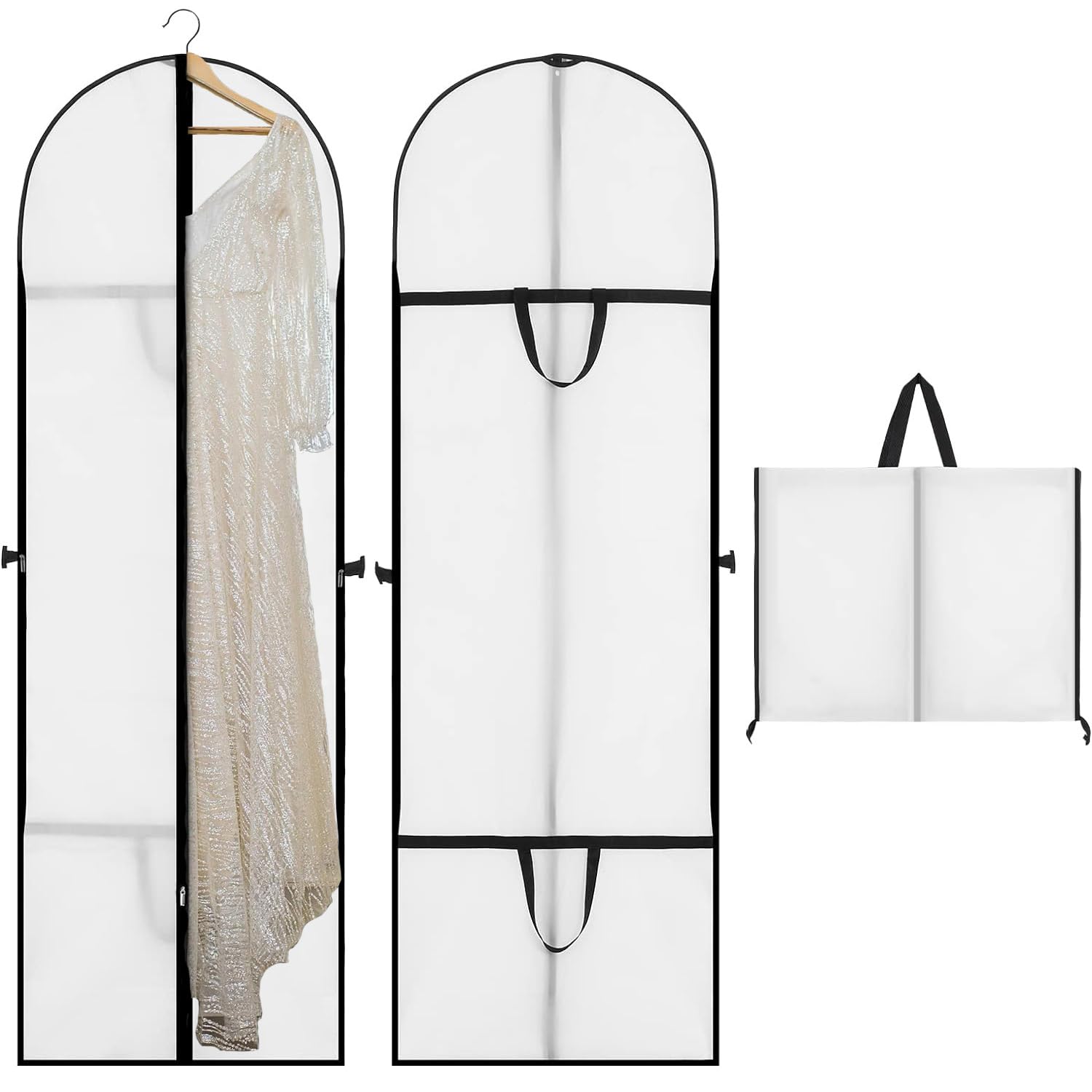 1 Pack Long Dress Covers Bag Dust Proof Clothes Covers Moth Proof Garment Bag Wedding Dress Bag Folding Long Coat Cover for Coat Gowns Dresses Shirts