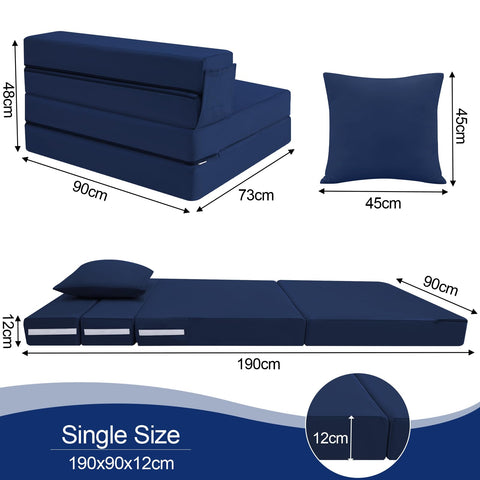 MeMoreCool Folding Floor Mattress Single, Fold Out Sofa Chair, Navy
