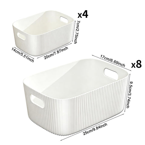 GAOHAN 12PCS Plastic Storage Boxes with Handles,Medium Storage Baskets Set