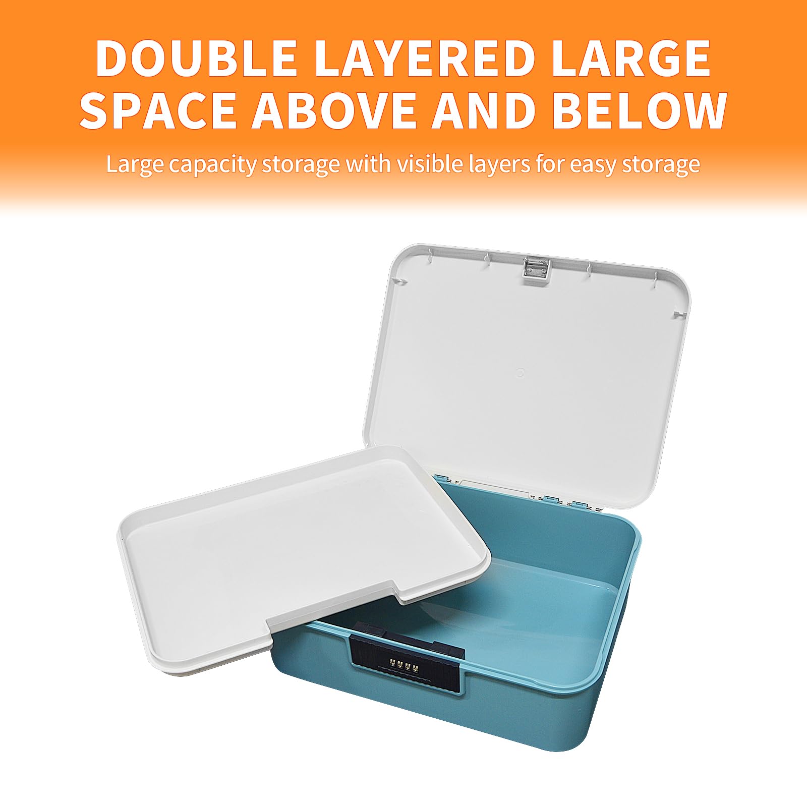 MC MEICHUANG ABS Lock Medicine Box, 34x28x12cm Double Layer First Aid Storage Bins with Combination Code for Medicine,Jewelry, Sewing