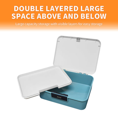 MC MEICHUANG ABS Lock Medicine Box, 34x28x12cm Double Layer First Aid Storage Bins with Combination Code for Medicine,Jewelry, Sewing