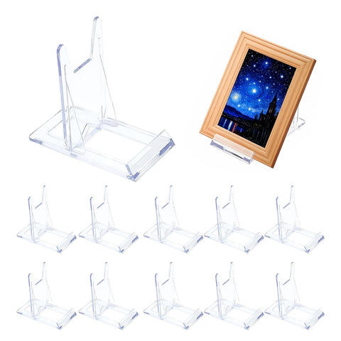 Sernvaloq 12 Pcs Clear Plastic Display Stand, Adjustable Plate Stands