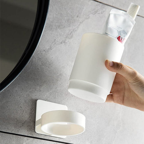 Toothbrush Cup, Toothbrush Holder Wall Mounted Self Adhesive Tooth Brushing Holder Water Cup Drink Cups For Home Bathroom Accessories(White)