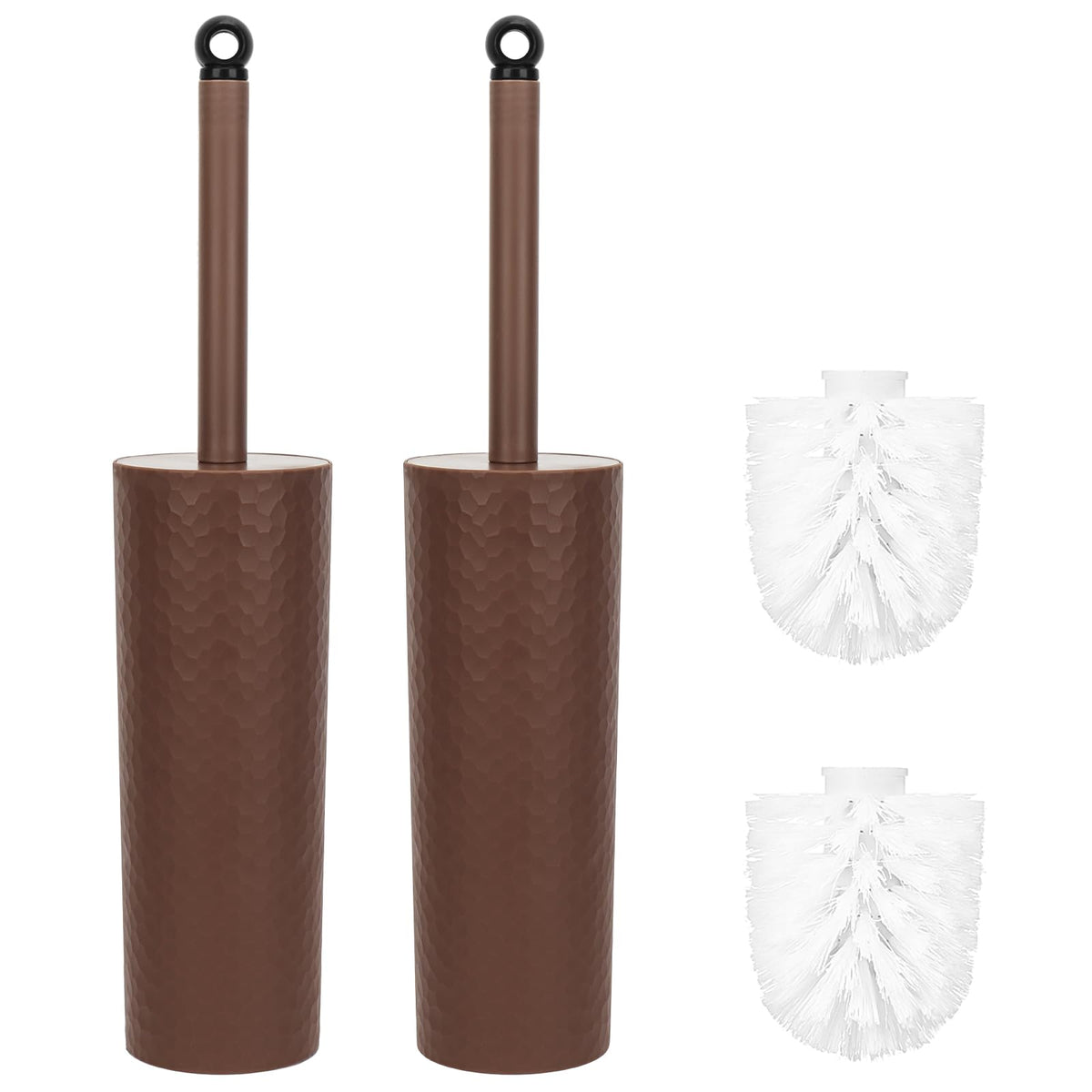 Toilet Brush, 2 Pack Toilet Brushes & Holders Sets with Plastic Handle & Soft Flexible Bristles, 4 Toilet Brush Heads for Bathroom Toilet-Ergonomic