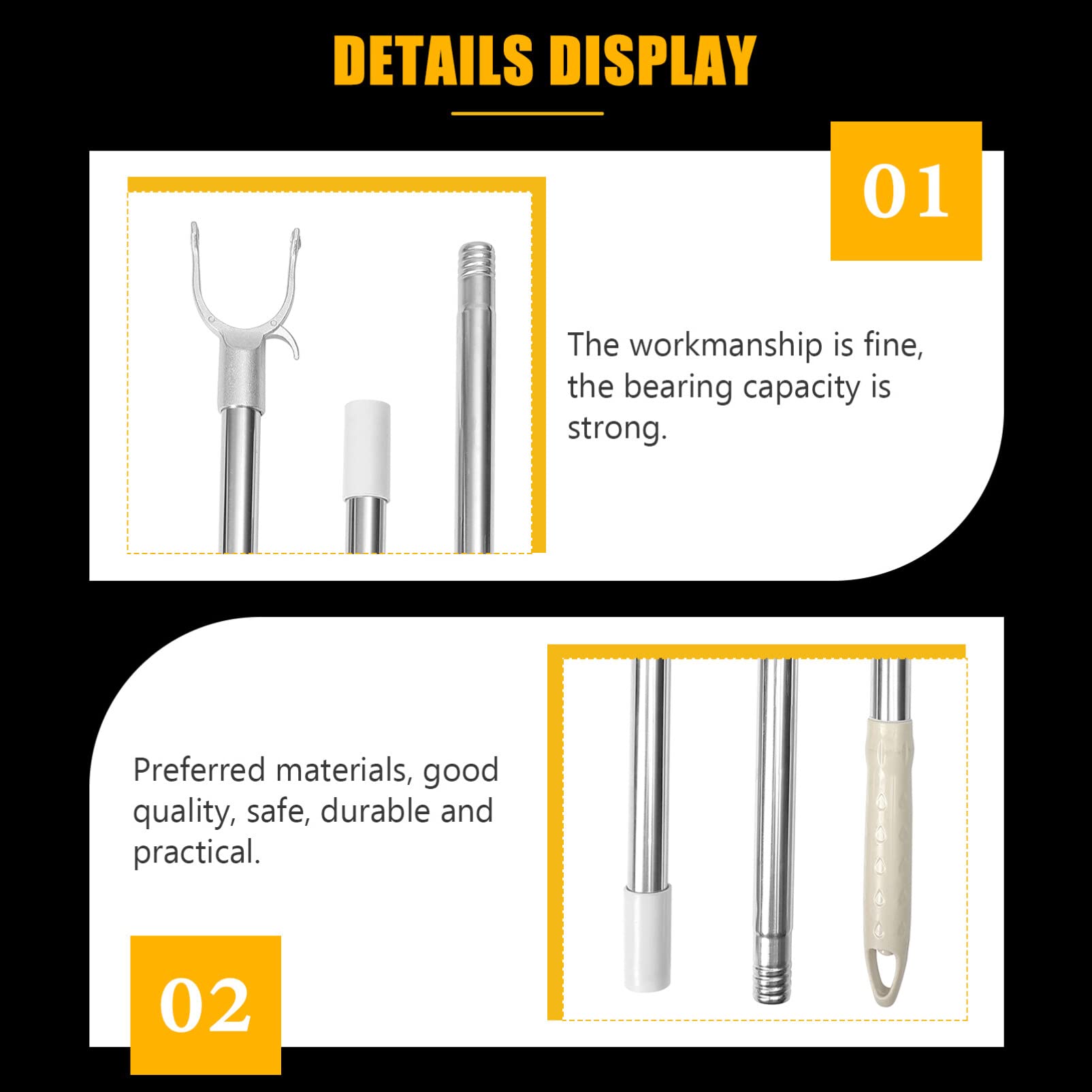 Angoily Adjustable Clothesline Pole Clothes Hook Pole for Wardrobe Garment Reach for Balcony Laundry Drying Splicable Clothes Rod for Hanging and