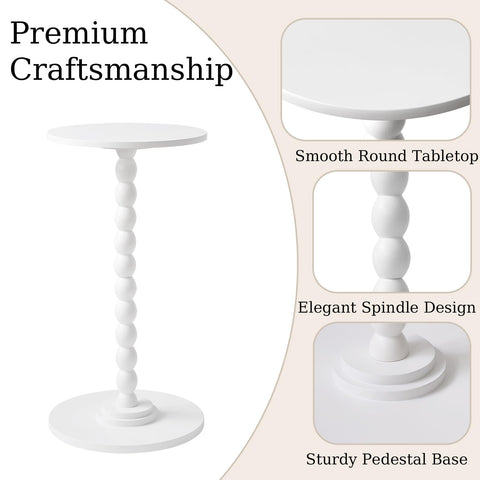 Aibiju Narrow End Table, Modern Nightstand, Round Side Table, Small Bedside Table with Solid Wood Leg for Living Room, Bedroom, Small Spaces