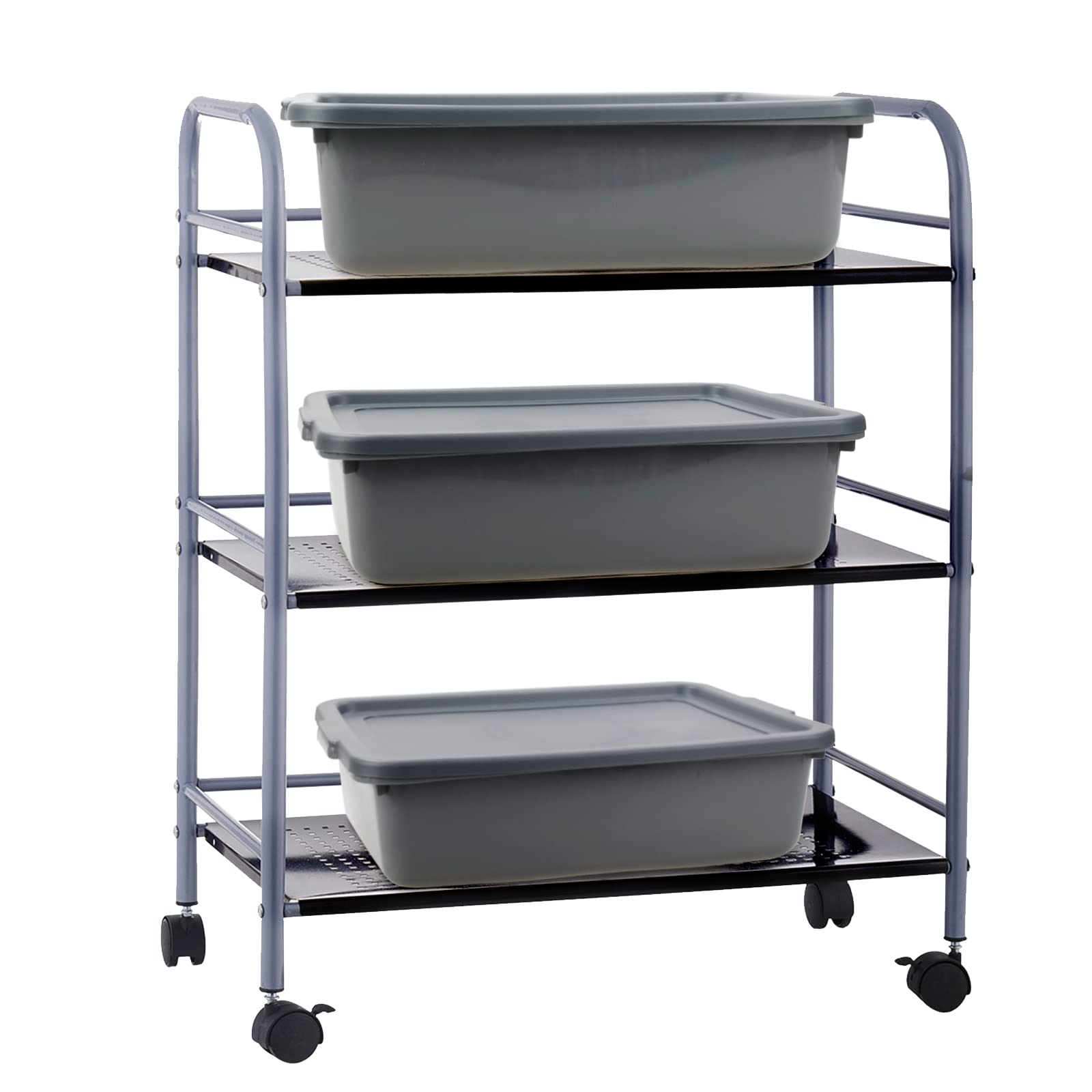Begale 3-Pack Washing Up Bowl with Lid, Plastic Bus Box, 13 L, Grey