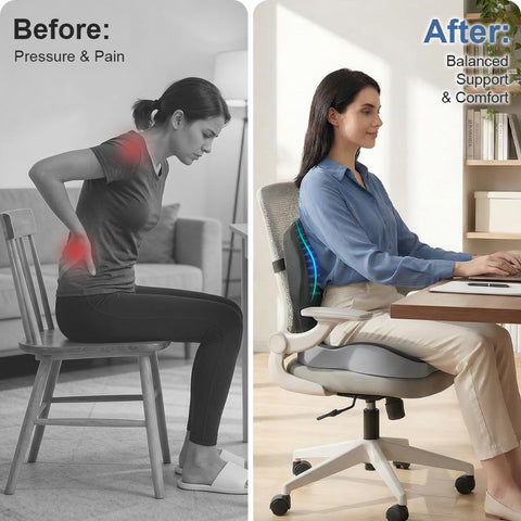 Ergonomic Memory Foam Seat Cushion for Office Car Gaming Chairs Dark Gray