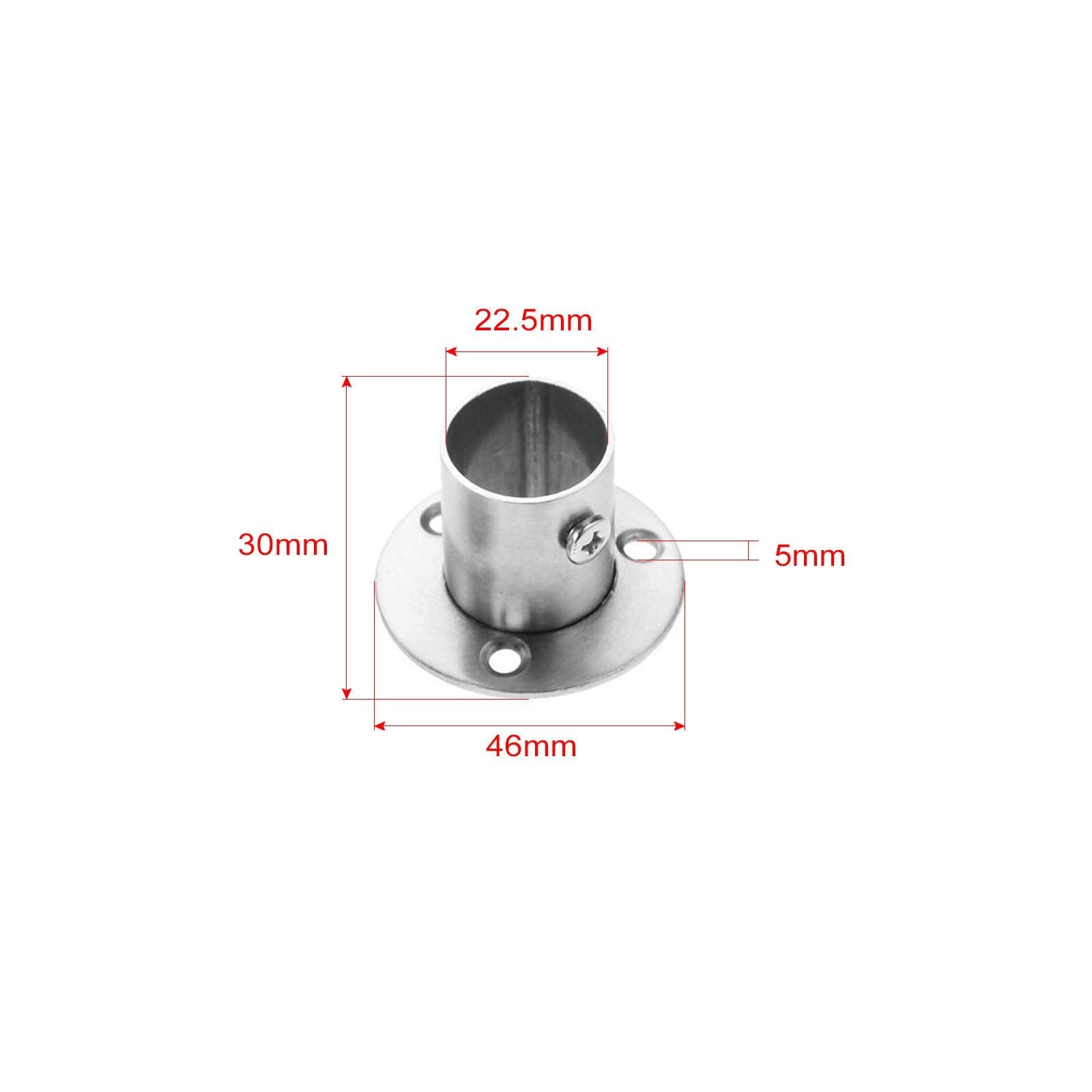 Hicello 2PCS Ø22mm Pole Deep Socket, Stainless Steel Wardrobe Rail Bracket