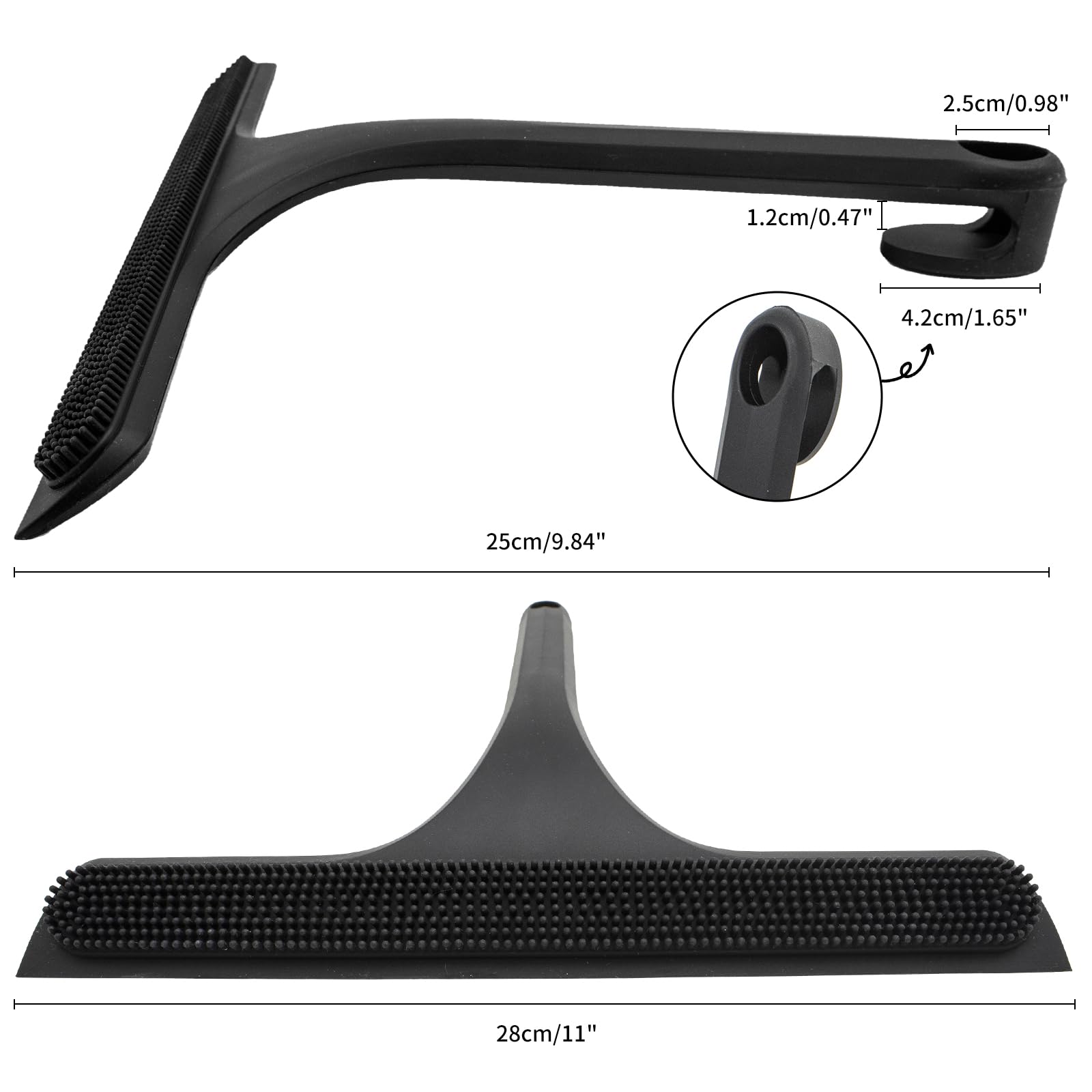 Shower Squeegee For Glass Doors With Built-In Hook All-In-One Silicone Squeegee Rubber Screen Wiper For Window Bathroom Cleaner Scraper Showers