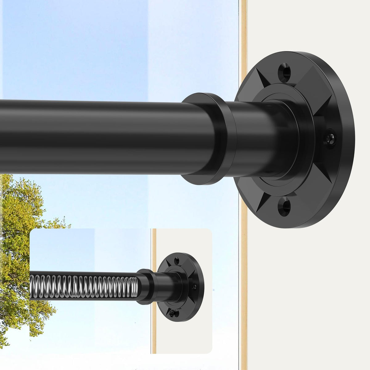Black Shower Curtain Pole 78-283 cm, Extendable Tension Rod 28mm